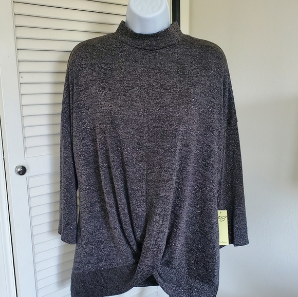 🆕️PerSeption Women's Gray Knotted Front Top Size XL - Picture 2 of 6